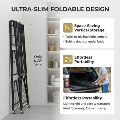 No Installation, 360° Rotating Foldable Shelf – Space-Saving & Lockable for Easy Organization!