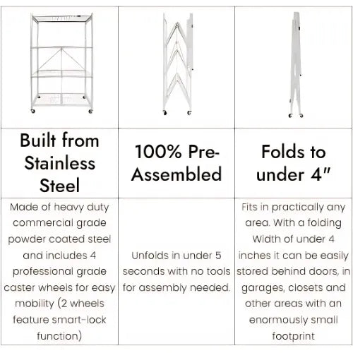 No Installation, 360° Rotating Foldable Shelf – Space-Saving & Lockable for Easy Organization!