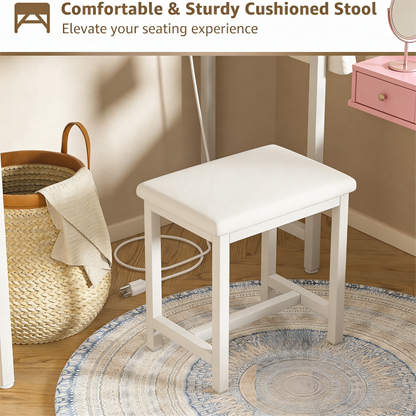 Pink Vanity Set with Adjustable LED Mirror & Storage