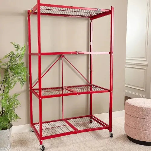 No Installation, 360° Rotating Foldable Shelf – Space-Saving & Lockable for Easy Organization!