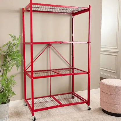 No Installation, 360° Rotating Foldable Shelf – Space-Saving & Lockable for Easy Organization!