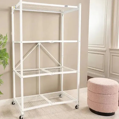 No Installation, 360° Rotating Foldable Shelf – Space-Saving & Lockable for Easy Organization!